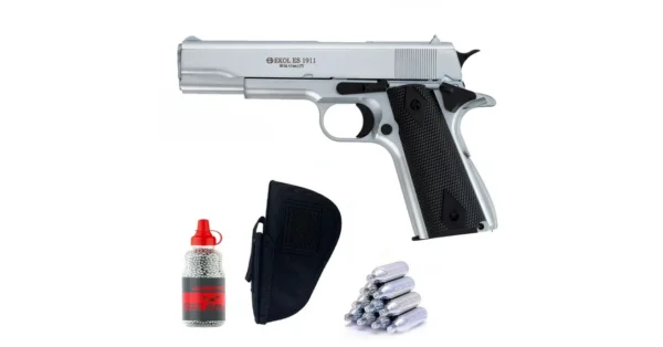 Pistolet Ekol ES 1911 Blanc CO2 cal. 4.5mm BBS + Holster