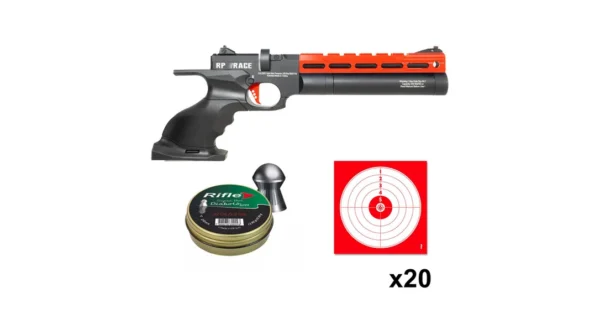 Pistolet RP Race Rouge Reximex PCP cal. 5.5mm 14.5 joules + cibles