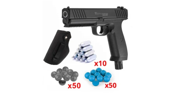 Pistolet caoutchouc Vesta défense PDW50 17 joules + holster
