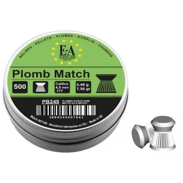 PLOMB MATCH A TETE PLATE CAL 4.5mm EUROPARM REF PB245 | WesternGuns