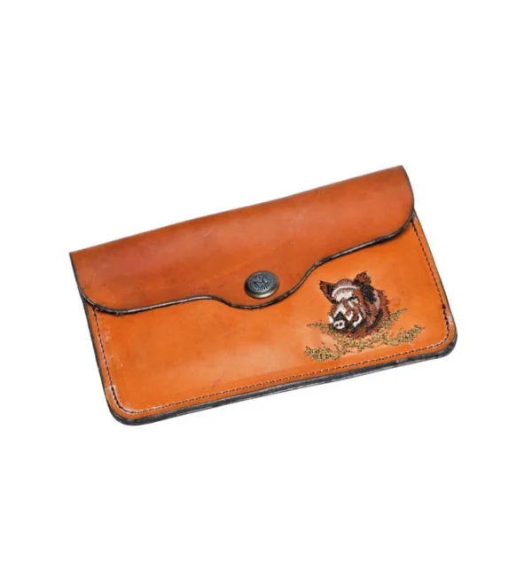 Pochette à balles gachat cuir vachette 10 tubes brodée sanglier – Tout-Chasse.fr