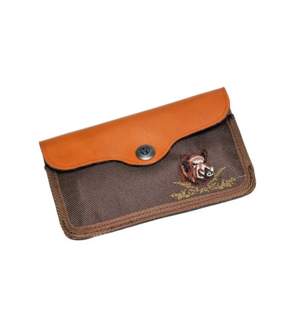 Pochette à balles garnier toile et cuir vachette 10 tubes brodée sanglier – Tout-Chasse.fr