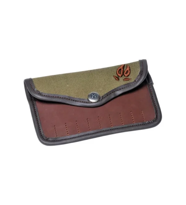 Pochette balles garon 10 tubes toile et cuir broderie trace de sanglier – Tout-Chasse.fr