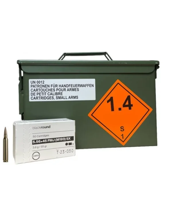 SWISS MUNITION cal.5,56×45 Nato (cal.223 Rem) FMJ SX M193 55gr /Caisse militaire x1000