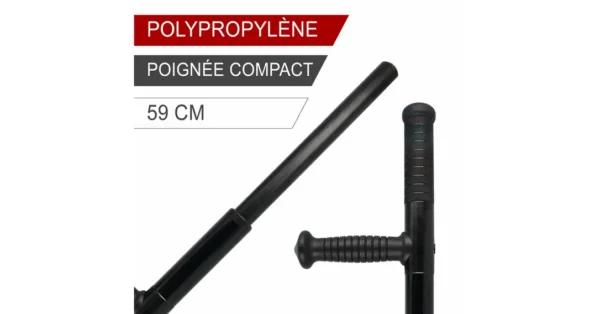 Tonfa avec MEPLAT noir – Arme de défense – securicount