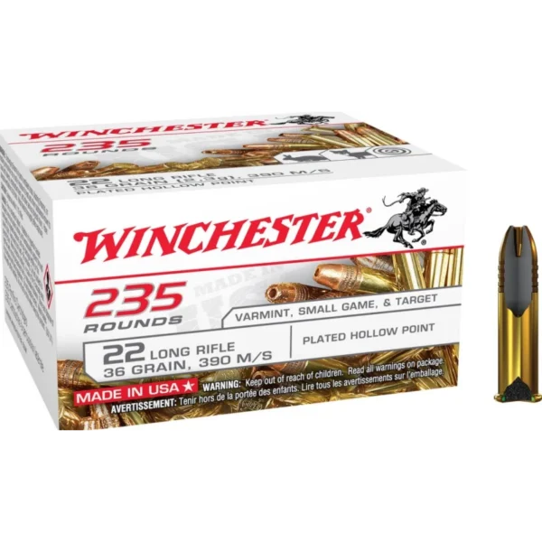 Winchester .22 LR HV – Boîte 235 Cartouches Cuivrées